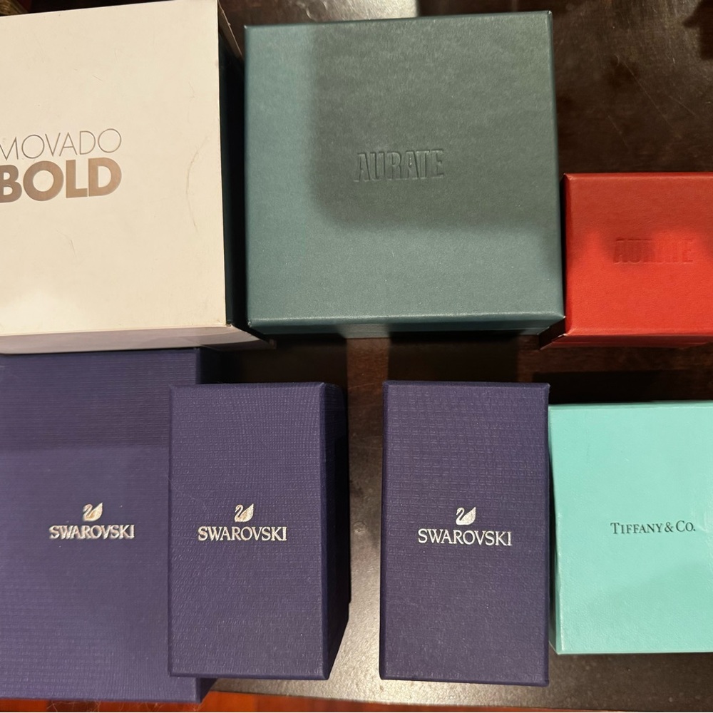 Swarovski & Aurate Jewelry Box Collection, Movado Mold watch box and Tiffany&Co